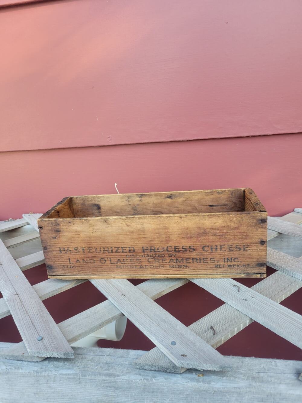 Vintage Land O'Lakes Cheese  Box Wood Crate Container 5 LB Primitive Farmhouse